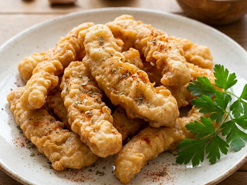 Spicy Pork Loin Strips in Beer Batter