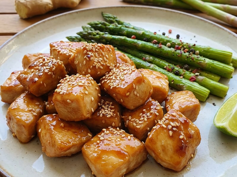 Sesame Chicken Bites with Asparagus