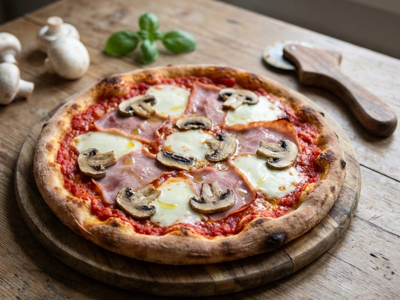 Sonkás-gombás pizza