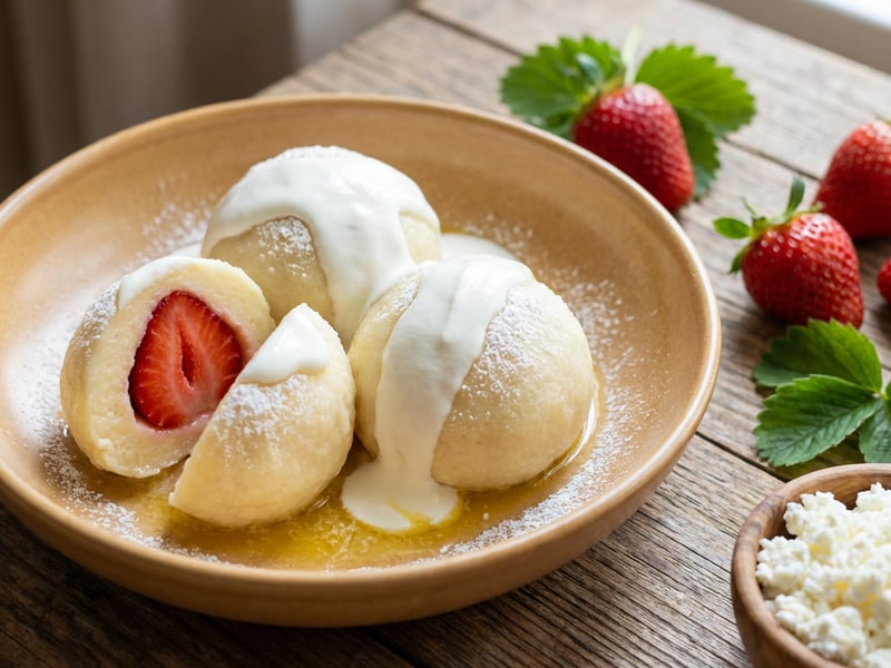 Strawberry Cottage Cheese Dumplings