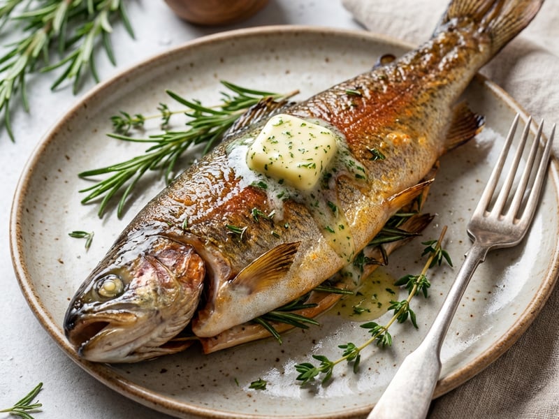 Trout baked in butter