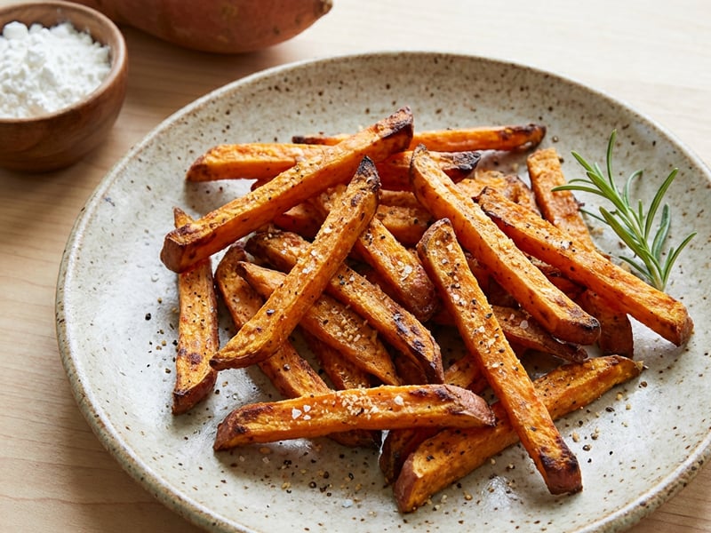 Sweet potato baked in an air fryer or convection oven