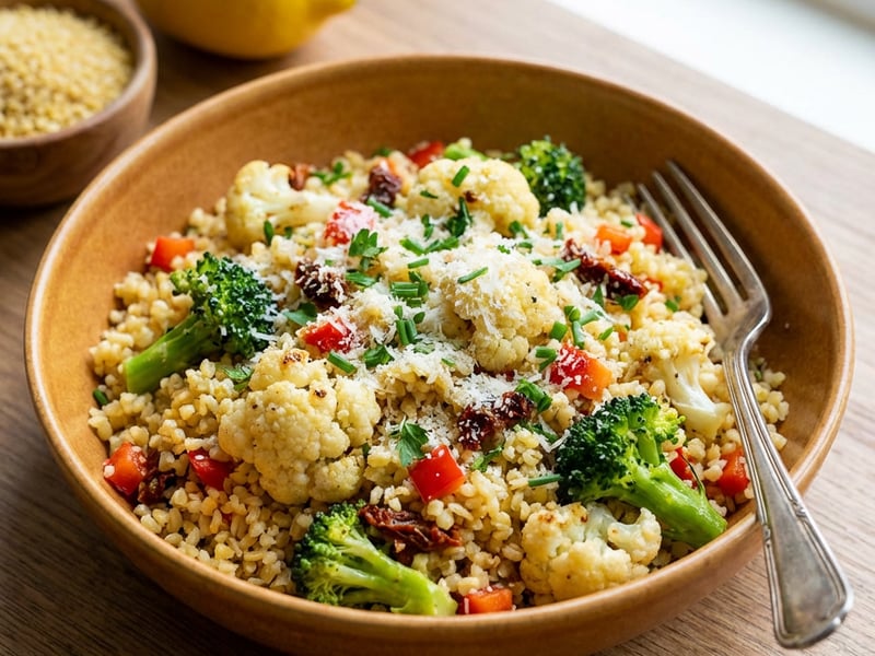 Bulgur salad with roasted vegetables