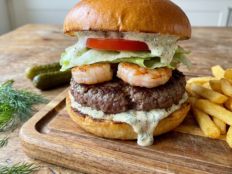 Surf and turf burger