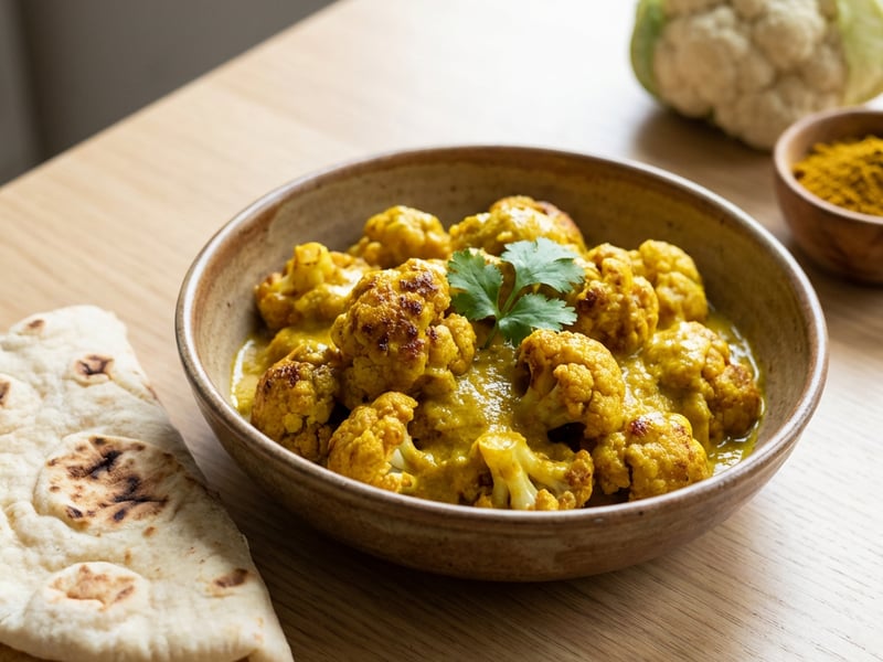2-ingredient pita and curry roasted cauliflower