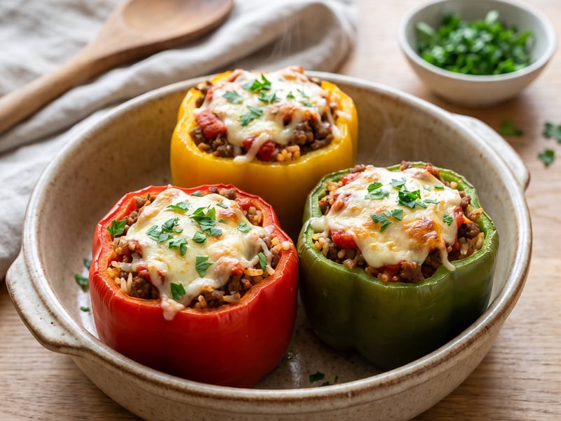 Stuffed Bell Peppers with Ground Beef
