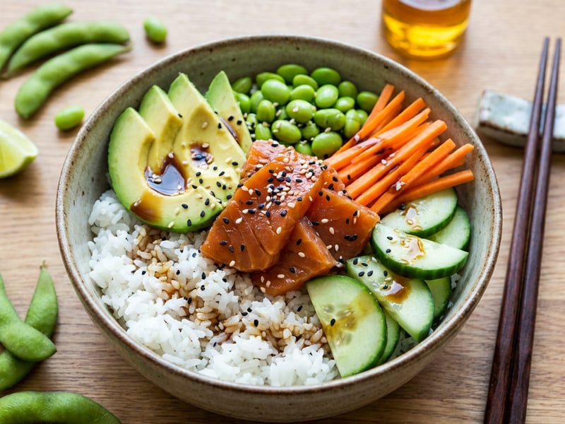 Vegan Poke Bowl with 'Salmon'