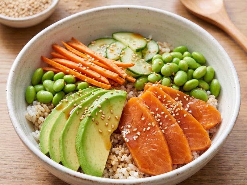 Vegan Poke Bowl with "salmon"