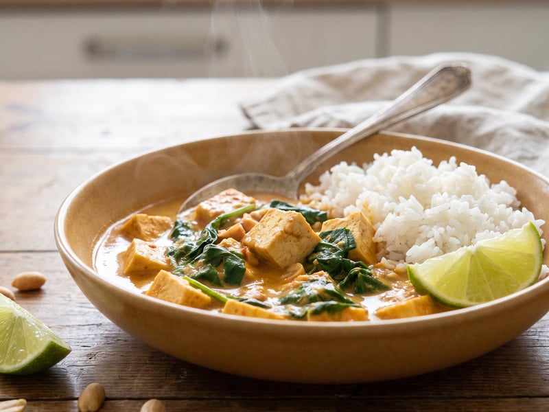Peanut butter curry with coconut milk and tofu