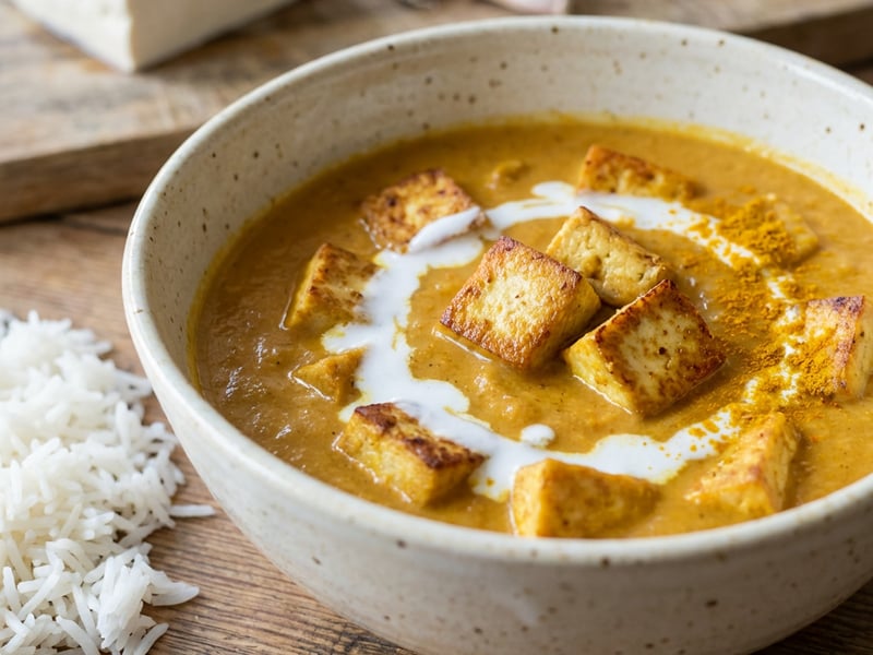 Kókusztejszínes tofu curry