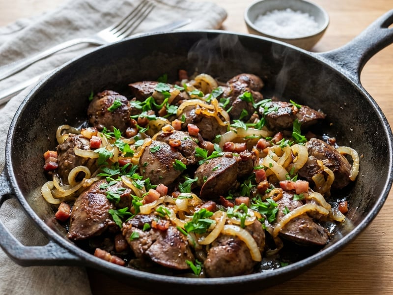 Onion Chicken Liver with Bacon