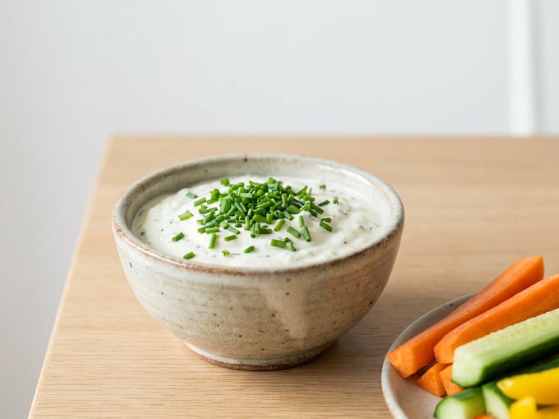 Garlic dip with sour cream and chives