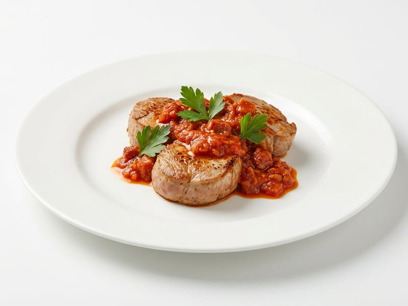 Pork tenderloin medallions with chorizo sauce