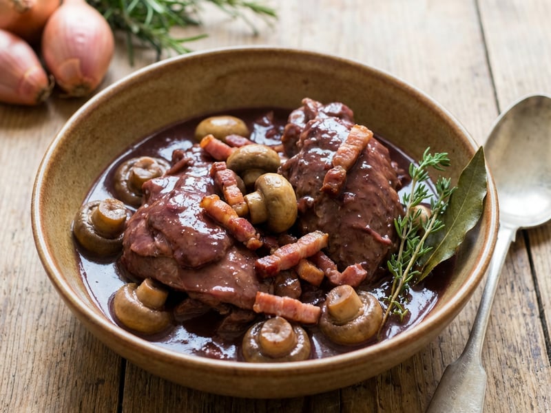 Red Wine Rooster (Coq au Vin)