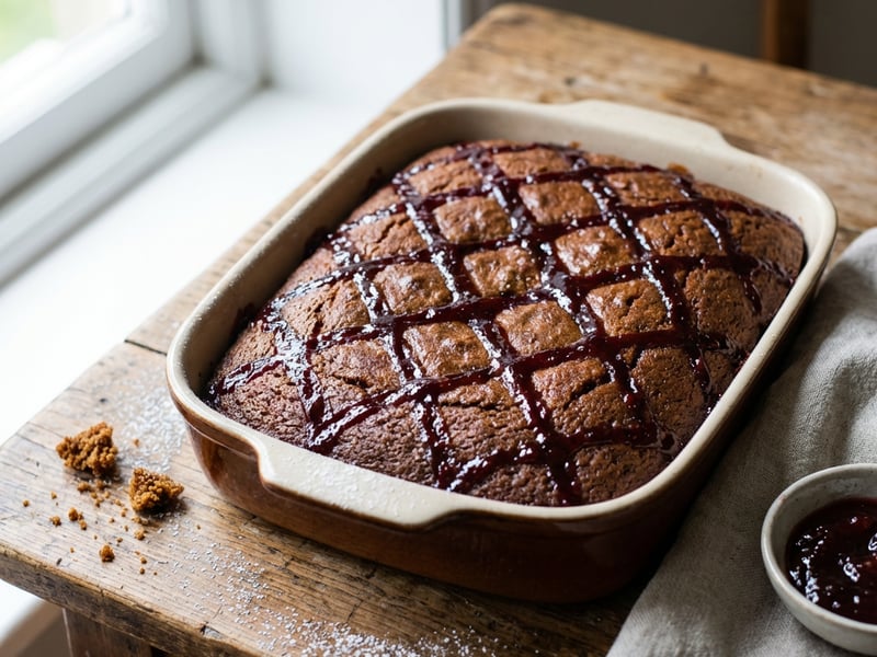 Mixed Honey Cake with Plum Jam