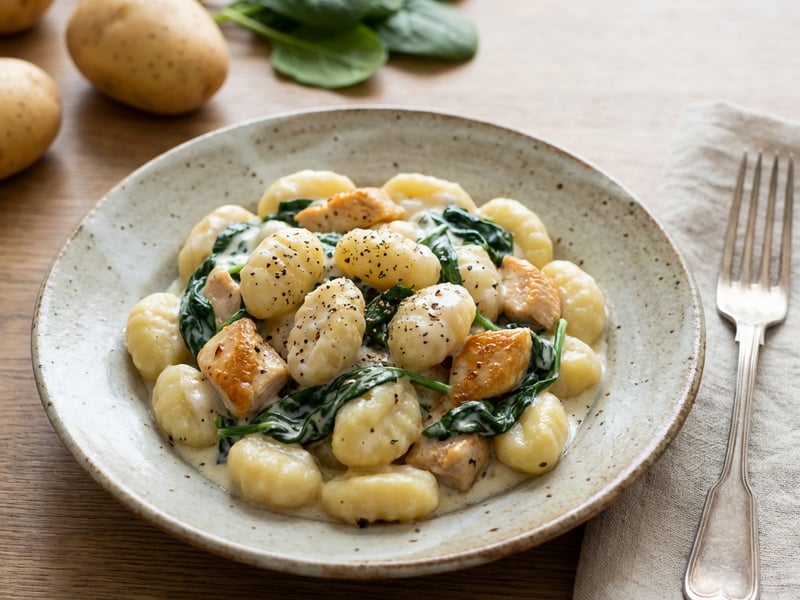 Spenótos-csirkés házi gnocchi