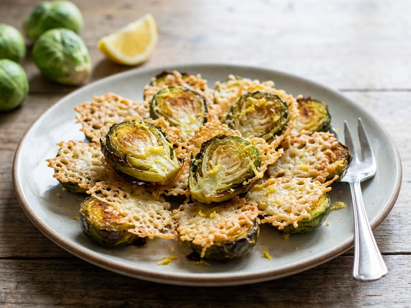 Roasted Brussels sprouts in a Parmesan crust