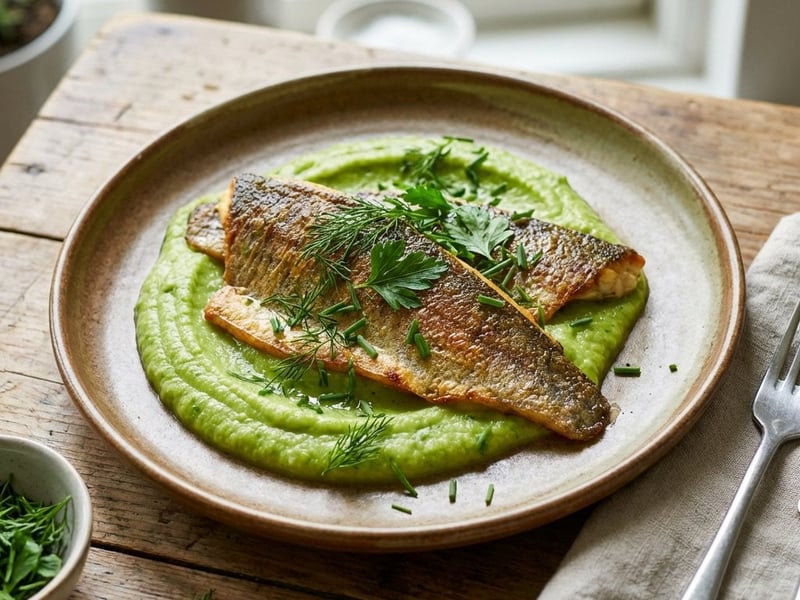 Trout fillet with leek puree