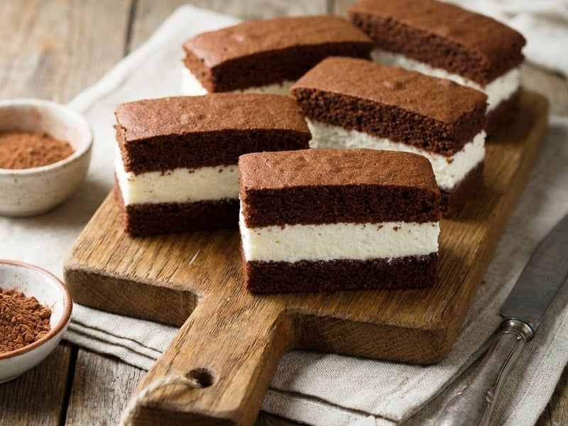 Homemade milk slice with curd cheese and honey
