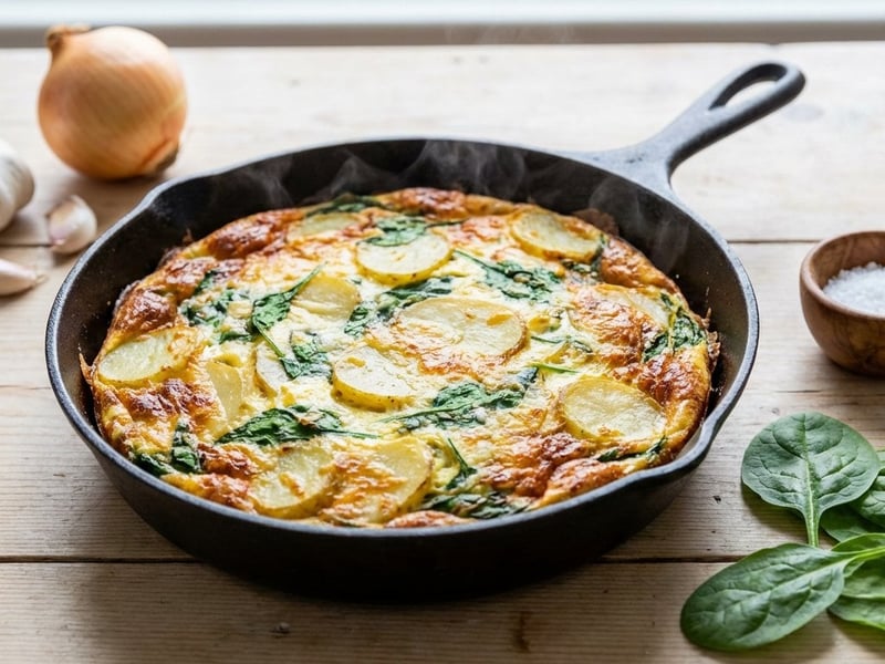 Burgonyás frittata spenóttal