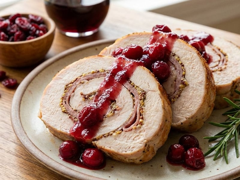 Turkey Roulade with Cranberry Sauce