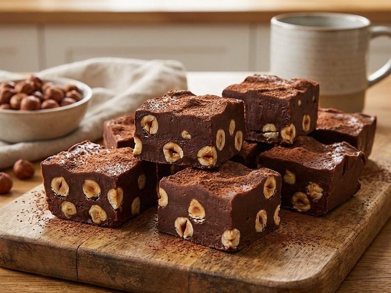 Csokoládés fudge törökmogyoróval és kókusztejjel