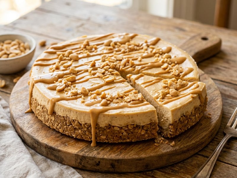 Mogyoróvajas cheesecake zabpelyhes alappal