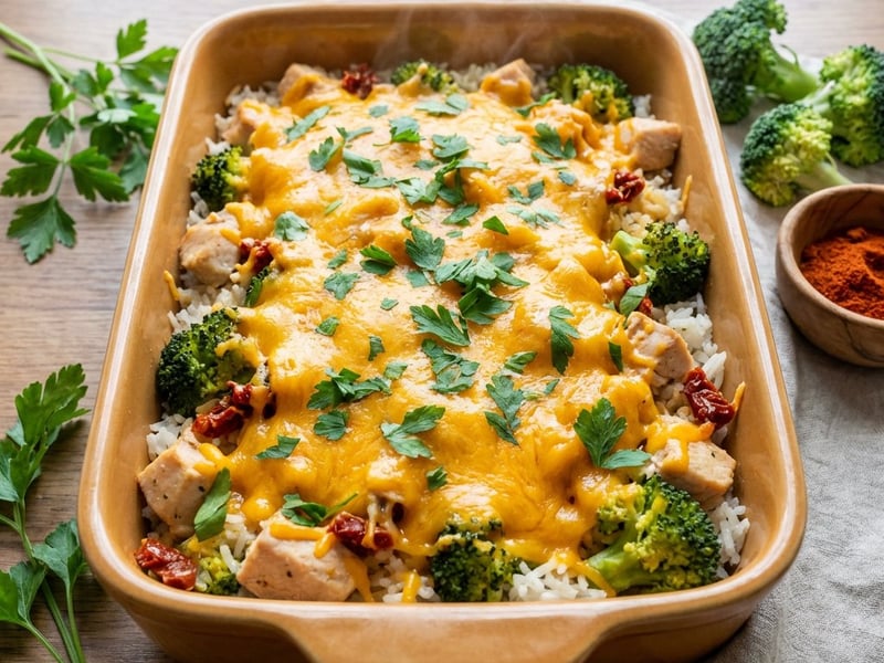 Baked broccoli and chicken rice