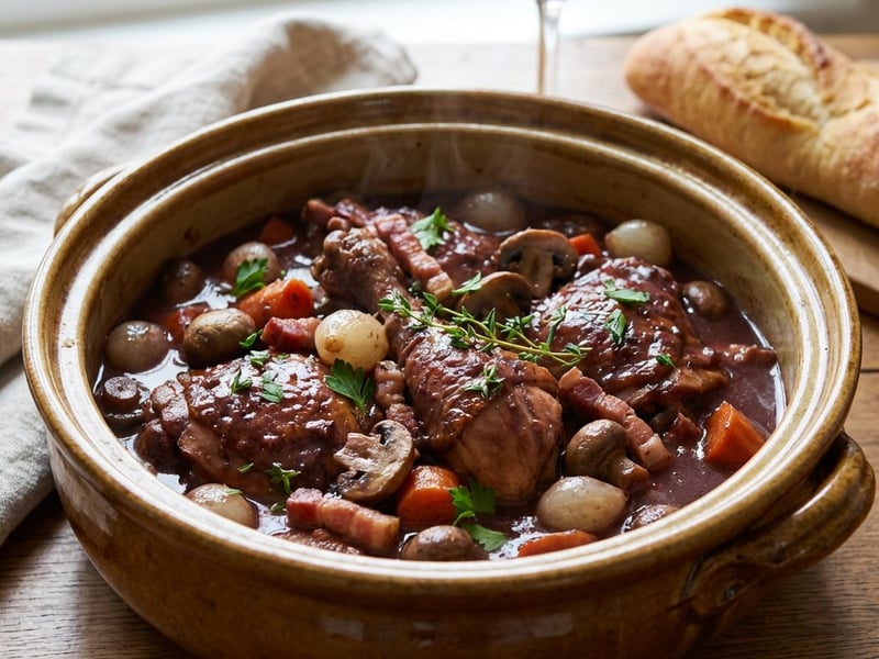 Red Wine Rooster (Coq au vin)