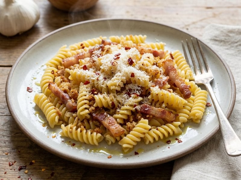 Vidéki fusilli Materából szárított paprikával