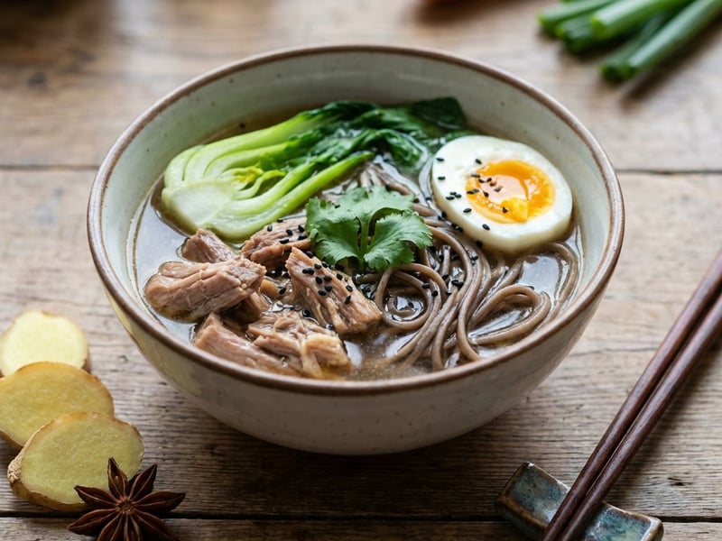 Pork ramen with Soba noodles