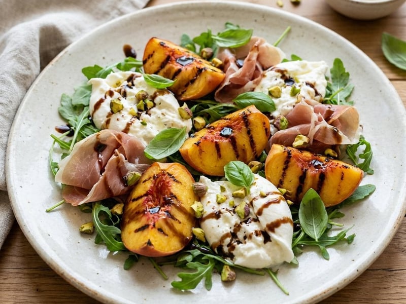 Grillezett barackos burrata saláta | Könnyű nyári vacsora