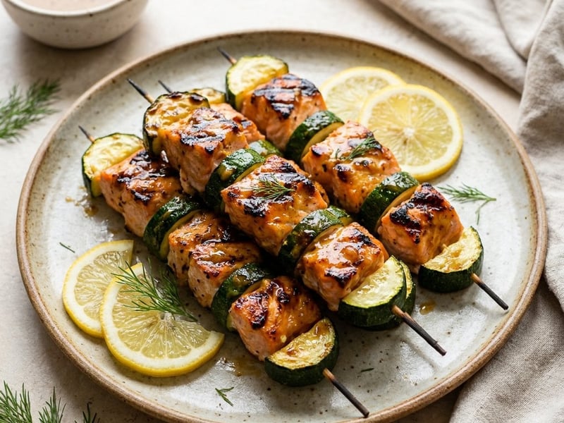 Mézes-mustáros lazacnyárs cukkinivel | Nyári grill vacsora