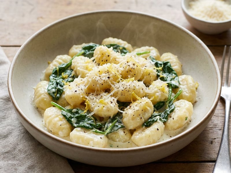 Citromos-fokhagymás gnocchi spenóttal és ricottával | Gyors vacsora
