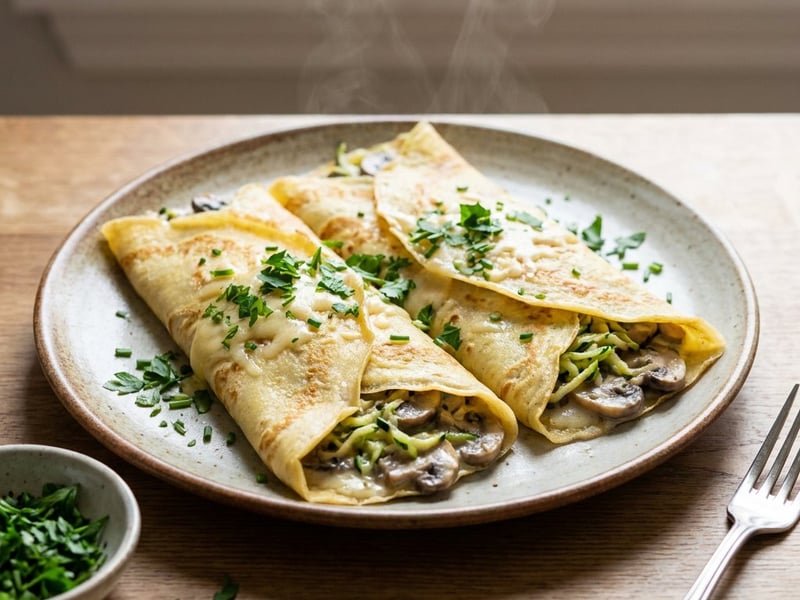 Savory Mushroom and Zucchini Crepes | Light Summer Dinner