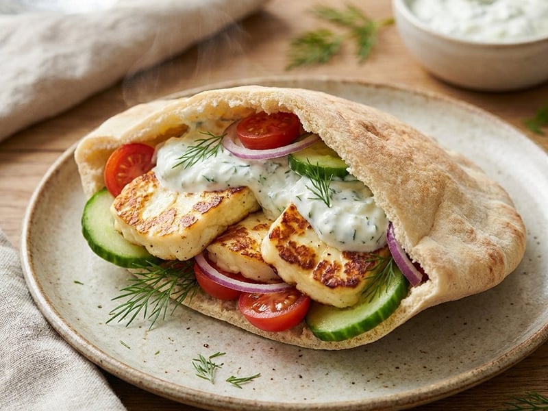 Ropogós halloumi pita tzatzikivel | Gyors nyári vacsora