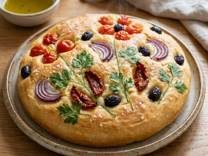 Kerti focaccia | Virágmintás olasz lepénykenyér