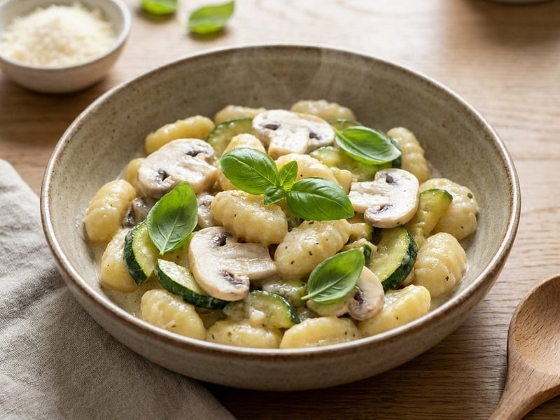 Tejszínes gombás-cukkinis gnocchi | Gyors nyári vacsora