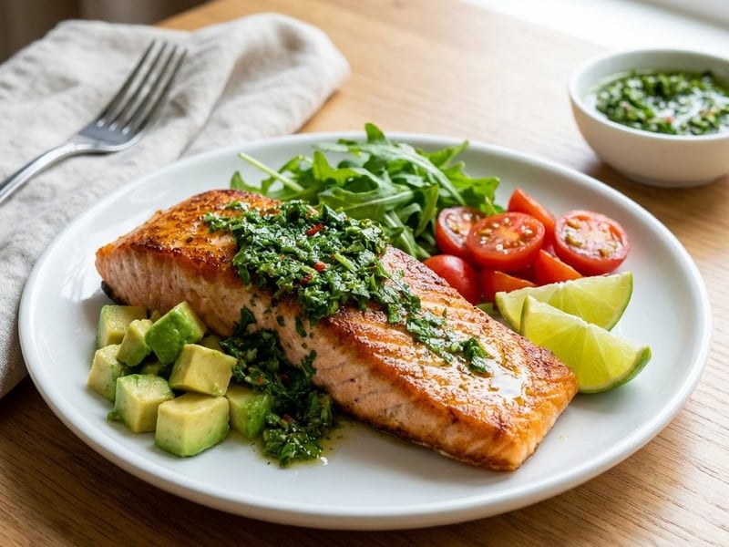 Chimichurri lazacfilé avokádós salátával | Nyári vacsora