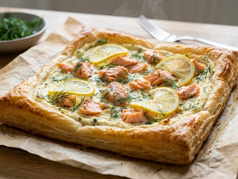 Creamy dill and salmon tart | Quick summer savory tart
