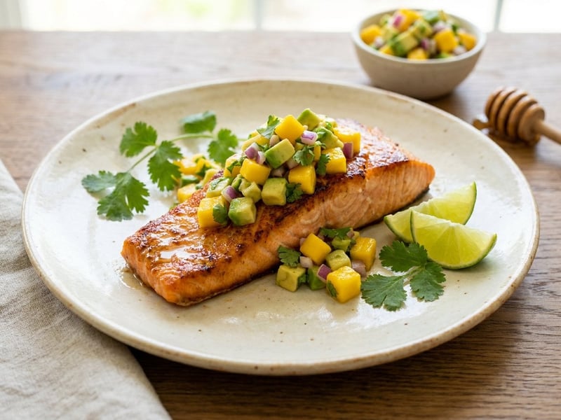 Honey-lime grilled salmon with mango salsa | Summer dinner