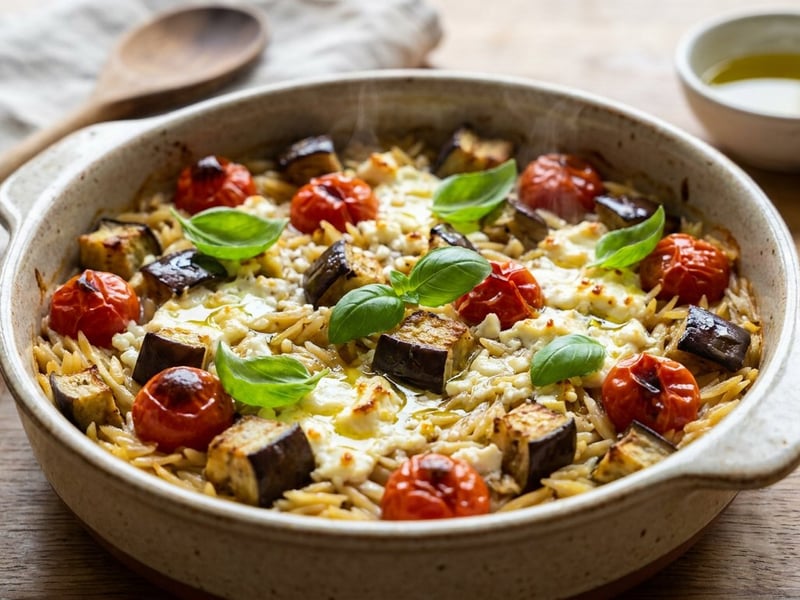 Tepsis fetás-padlizsános orzo | Krémes mediterrán vacsora