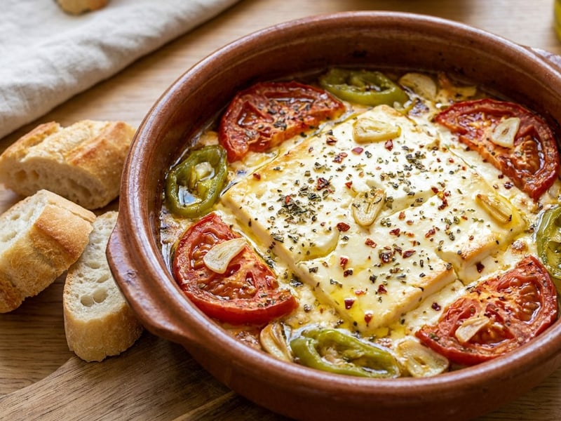 Greek Baked Feta (Bouyiourdi) | 20-Minute Spicy Dinner