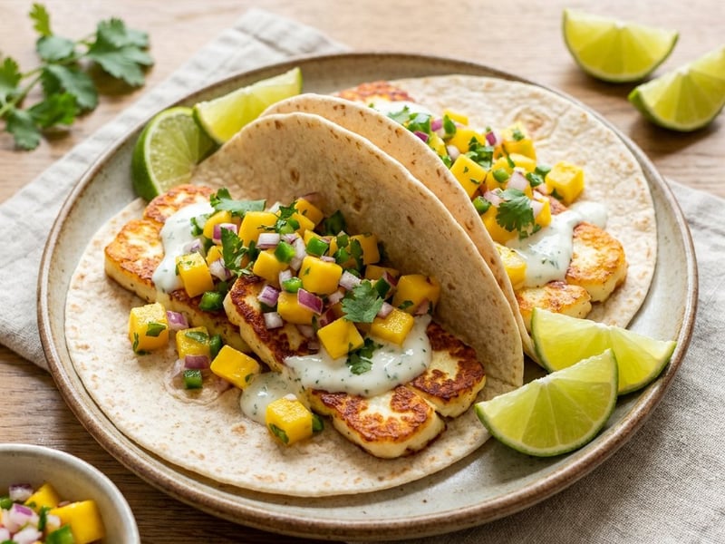 Grilled Halloumi Tacos with Mango Salsa | Summer Street Food