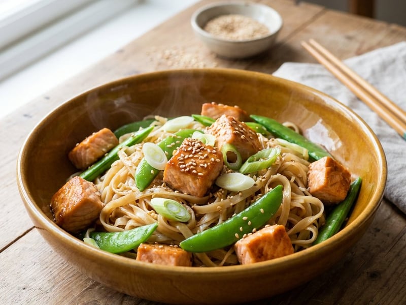 Teriyaki lazacos rizstészta | 15 perces gyors vacsora