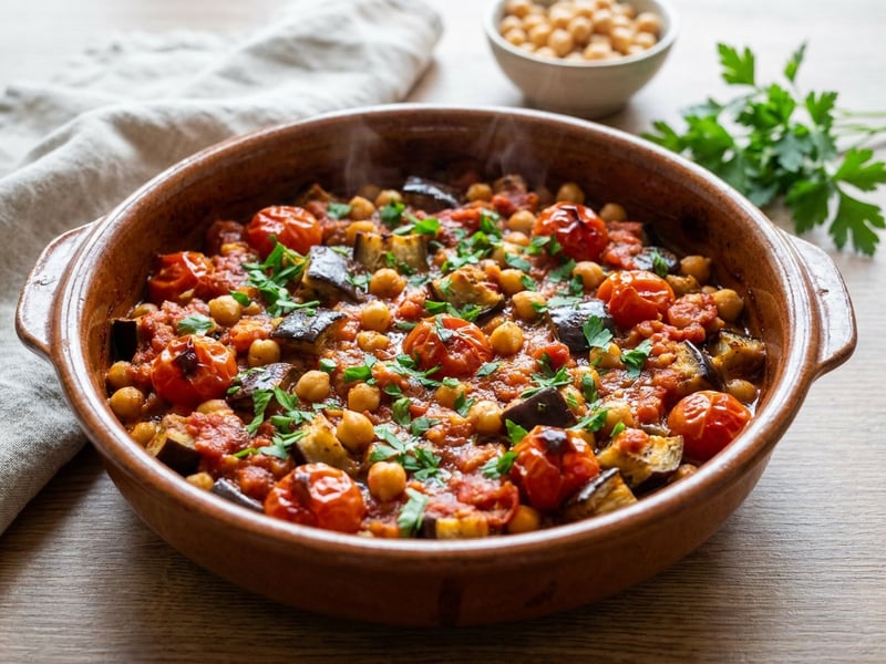 Mediterrán tepsis padlizsán | Fűszeres csicseriborsóval