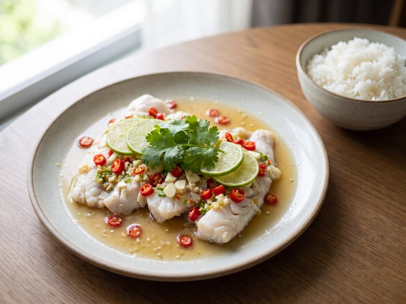 Thai párolt hal lime-mal és chilivel | Pla Nueng Manao