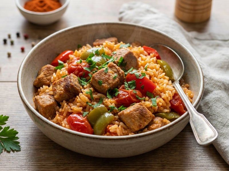 Bácskai Pork and Rice | Juicy Hungarian One-Pot Dish