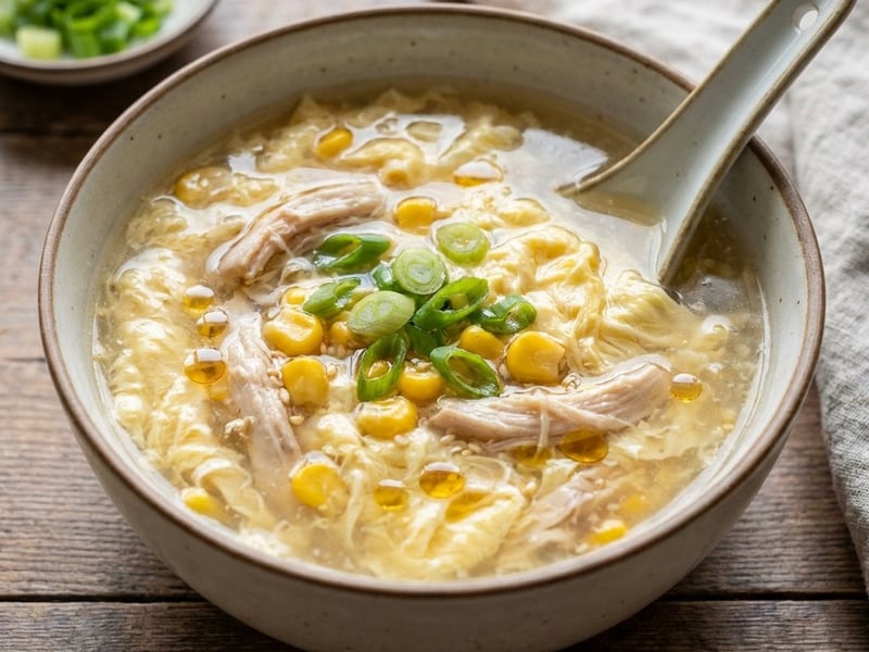 Chinese Chicken Corn Soup with Egg Drop | Quick Asian Soup