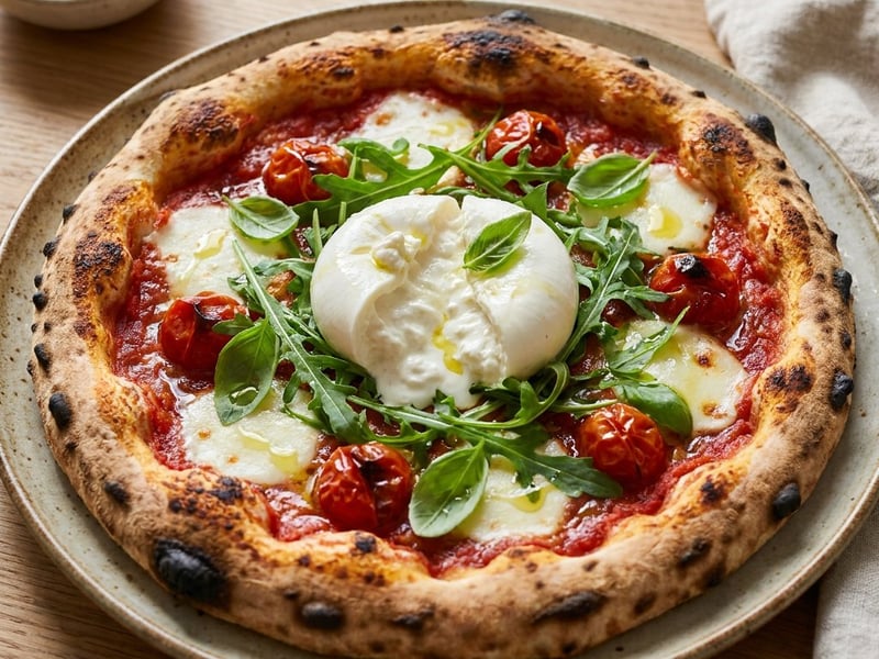 Nápolyi burrata pizza rukkolával | Krémes olasz klasszikus